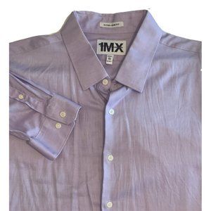 1MX Men’s Button Up Dress Shirt Sz XXL 18-18.5” Extra Slim Fit. Purple